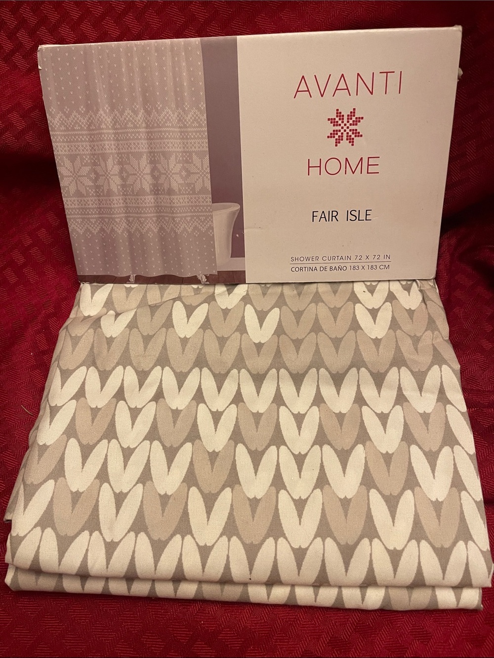 Avanti Home Fair Isle Beige and White Shower Curtain